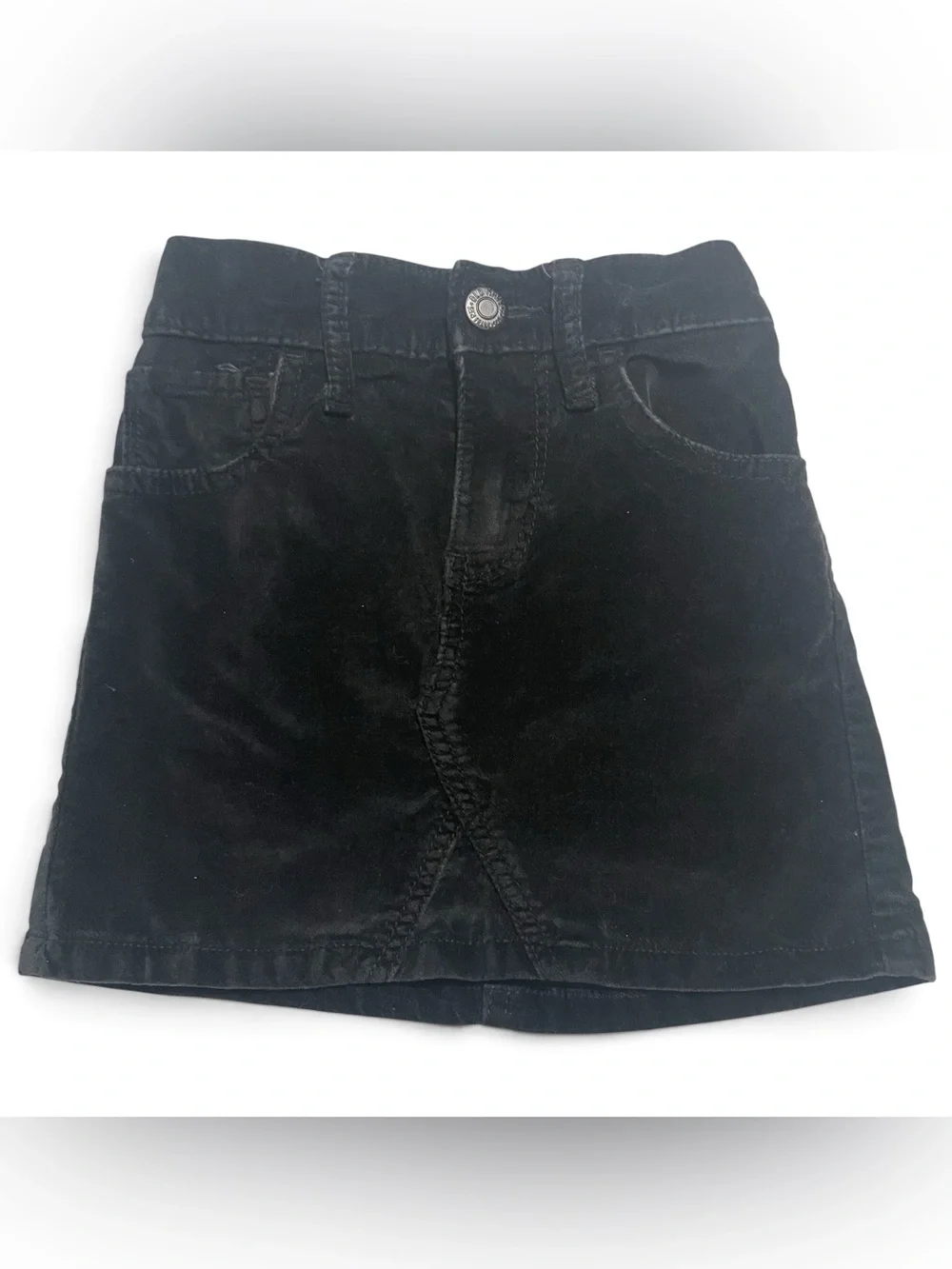 Girls Old Navy Black Corduroy Mini-Skirt with Adjustable Waist & Pockets XS (5)